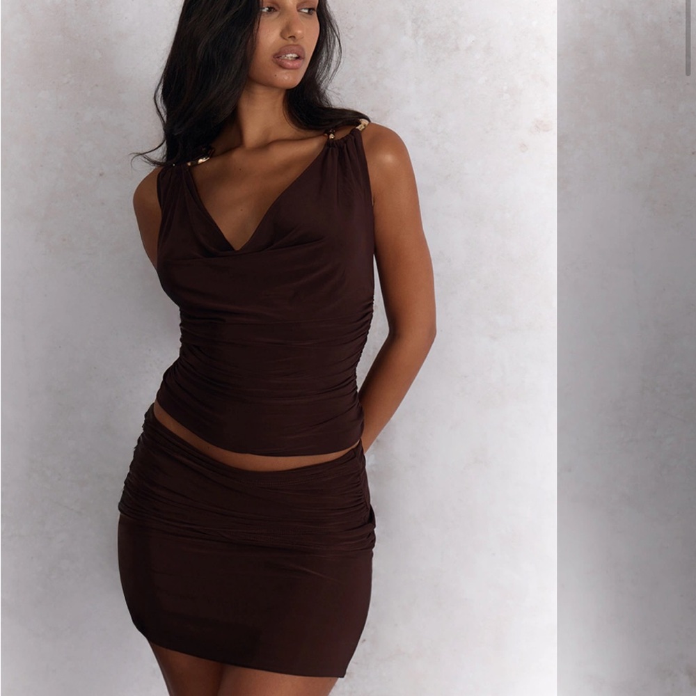 Dark Brown Double Slinky Two Piece Set